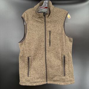 Orvis Mens Sweater Fleece Vest Brown L Gorpcore Outdoor Cabin Full Zip Pockets